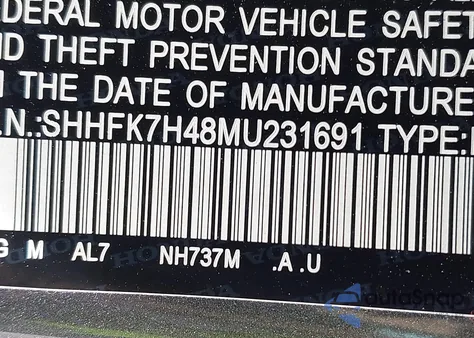 2021 Honda Civic Sport from USA, damaged, VIN SHHFK7H48MU231691